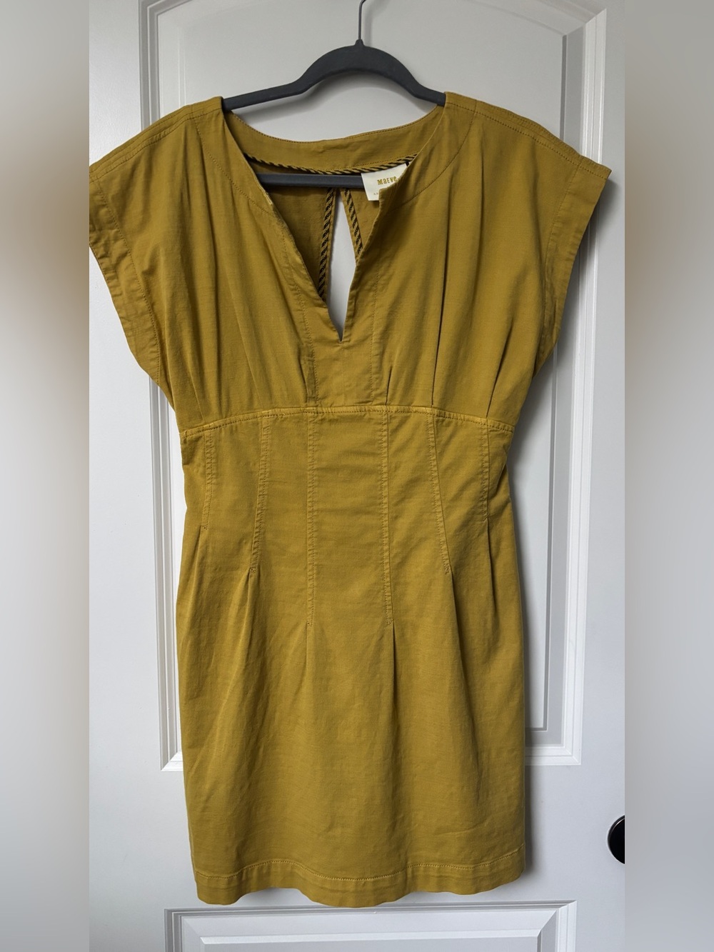 Maeve Olive Green-Mustard Midi Dress